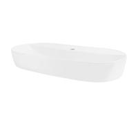 ML-Design Lavabo en Céramique Blanc Brillant 80 x 40 x 12 cm, Ovale, Vasque à Poser sur Table de Toilette, Lave-Mains pour la Salle de Bains/WC Invités, Design Minimaliste Moderne