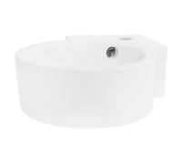 ML-Design Lavabo d'Angle en Céramique Blanc, 450 x 360 x 130 mm, Rond, Montage Mural/à Poser, avec Trop-Plein et Trou pour Robinet, Vasque Lave-Mains Évier pour la Salle de Bain, Design Moderne