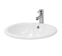 ML-Design Lavabo en Céramique Blanc, 49x19,5x40,5 cm, Design Ovale, Vasque à Poser Moderne et Élégant, Lavabo de Comptoir, avec Trop-Plein et Trou d'Évacuation, Évier pour Salle de Bain et Toilette