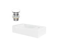 ML-Design Lavabo en Céramique, Blanc , 46x26x11 cm, Anguleux, Garniture de Vidage 1 1/4",