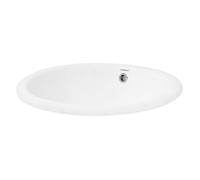 ML-Design Lavabo en Céramique Blanc 49x19 5x40 5 cm Design Ovale Vasque à Poser Moderne et Élégant Lavabo de Comptoir avec Tr