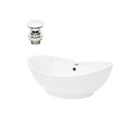 ML-Design Lavabo en Céramique Blanc 59x20,5x39,5 cm avec Garniture de Vidage 1 1/4"