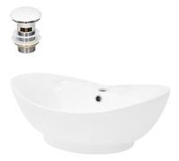 ML-Design Lavabo en Céramique Blanc 59x20,5x39,5 cm avec Garniture de Vidage 1 1/4"