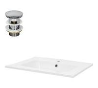 ML-Design Lavabo céramique vasque encastrable 610x165x460 mm blanc, trop-plein, vidange, trou robinet