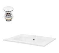ML-Design Lavabo vasque à encastrer en céramique 61×16,5×46 cm – Blanc, garniture vidage 1¼"