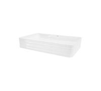 ML-Design Lavabo en Céramique Blanc, 68 x 38 x 12 cm, Rectangulaire, Vasque à Poser sur Plan de Toilette, Lave-Mains Évier pour la Salle de Bain/WC Invités, Design Moderne, sans Matériel de Montage