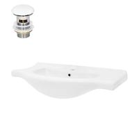 ML-Design Lavabo en Céramique Blanc 86x21,5x51,5 cm avec Garniture de Vidage 1 1/4" Universel et Trop-Plein, Encoche Ovale, Vasque à Encastrer Moderne, Évier Lave-Mains Salle de Bain et Toilette
