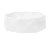 ML-Design Lavabo en Céramique Blanc Brillant, Ø 420x135 mm, Diamant Design, Vasque à Poser Ronde, Moderne, Lavabo de Comptoir Élég