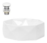 ML-Design Lavabo céramique Ø 42×13,5 cm – Vasque à poser blanc, sans trop-plein, garniture 1 1/4"
