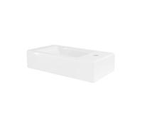 ML-Design Lavabo en Céramique Blanc Brillant, 46x26x11 cm, Forme Anguleux, Montage Mural/Á Poser, Trou de Robinet à Droite, Moderne, Lavabo à Main, Lavabo de Comptoir Élégant, pour Salle de Bain/WC