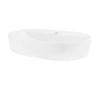 ML-Design Lavabo en Céramique Blanc Brillant 60 x 40 x 12 cm, Ovale, Vasque à Poser sur Table de Toilette, Lave-Mains pour la Salle de Bains/WC Invités, Design Minimaliste Moderne