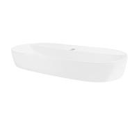 ML-Design Lavabo en Céramique Blanc Brillant 80 x 40 x 12 cm, Ovale, Vasque à Poser sur Table de Toilette, Lave-Mains pour la Salle de Bains/WC Invités, Design Minimaliste Moderne