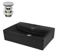 LuxeBath Lavabo ML-Design Rectangulaire 515x360x130 mm Noir, vasque à poser, garniture argent