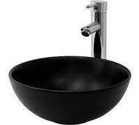 ML-Design Vasque à poser en céramique Ø 32x13,5 cm, ronde, avec trou d'évacuation, noir mat