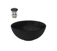 ML-Design Lavabo en Céramique Noir Mat, Ø32x13,5 cm, Vasque à Poser Rond, Moderne, Cuvette