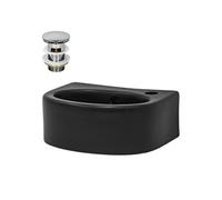 ML-Design Lavabo en Céramique Noir Mat 33,5x25,5x13 cm, Bouchon de Vidange Push-Open 1