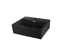 ML-Design Lavabo en Céramique Noir Mat 415 x 360 x 130 mm, avec Trop-plein et Trou de Robinetterie , Design Moderne et Elégant, Vasque de Salle de