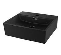 ML-Design - Lavabo céramique Noir mat 415x360x130 mm - Trop-plein, trou robinet, à poser/mural