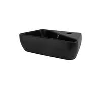 ML-Design Lavabo en Céramique Noir Mat, 45x27x13 cm, Montage Mural ou à Poser, avec Trop-Plein et Trou pour Robinet à Droite, Lave-Mains Évier Bassin pour la Salle de Bain/WC Invités, Design Moderne