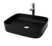 ML-Design Lavabo en Céramique Noir Mat, 510x405x135 mm, Vasque à Poser Rectangulaire, Lave-Mains Moderne, Cuvette avec Trou d'Évacuation, sans Mitigeur et Matérial de Montage, Évier pour Salle de Bain