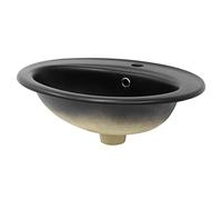 ML-Design Lavabo en Céramique Noir Mat, 57x48,5x19,5 cm, Design Ovale, Vasque á Encastré Moderne, Lavabo de Comptoir Élégant, Lavabo avec Trop Plein, Lave-Mains pour Salle de Bains/WC pour Invités