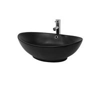 ML-Design Lavabo en Céramique Noir Mat, 59x38x19 cm, Vasque à Poser Ovale, Cuvette avec