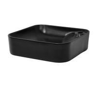 ML-Design Lavabo en Céramique Noir Mat 43x43x12 cm, Coins Arrondis, Vasque à Poser Moderne, Lavabo de Comptoir Élégant, Lavabo avec Trou d'Évacuation, Lave-mains pour Salle de Bain/WC Invités