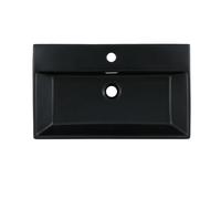 ML-Design Lavabo en Céramique, Noir, 515x360x130 mm, Forme Rectangle, Garniture de Vidage Noir, Vasque á Poser, Design Moderne, Lavabo à Main, Lavabo de Comptoir Élégant, Salle de Bain/WC d'Invités