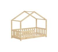 ML-Design - Lit cabane enfant 70x140 cm pin massif, protection antichute, toit, sommier Montessori
