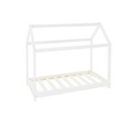 ML-Design Lit Cabane Enfant 80x160 cm avec Toit et Sommier à Lattes, Blanc en Bois de Pin