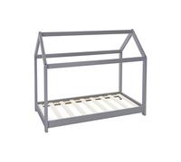ML-Design Lit Cabane Enfant 80x160 cm avec Toit et Sommier à Lattes, Gris Clair en Bois