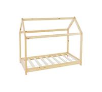 ML-Design Lit Cabane Enfant 80x160 cm avec Toit et Sommier à Lattes, Naturel en Bois Braun G