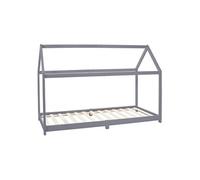 ML-Design Lit d'Enfants 90x200 cm avec Toit et Sommier, Bois de Pin Massf, Gris Clair, Structure Maison Cabane pour Fille et Garçon