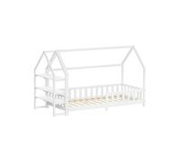 ML-Design Lit Cabane Enfant 90x200 cm Blanc en Bois avec Etagère, Protection Contre la