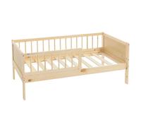 ML-Design Lit d'enfant Simple 70x140 cm, Naturel, en Bois de Pin, avec Sommier à Lattes et Protection Contre Les Chutes, Livré sans Matelas, Cadre de Lit pour Garçons & Filles, Matériel de Montage