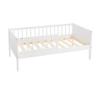 ML-Design Lit d'enfant 70x140 cm – Blanc en pin, sommier à lattes, protection contre les chutes