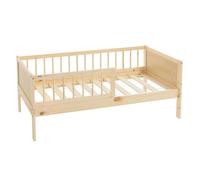 ML-Design Lit d'enfant Simple 70x140 cm, Naturel, en Bois de Pin, avec Sommier à Lattes et Protection Contre Les Chutes, Livré sans Matelas, Cadre de Lit pour Garçons & Filles, Matériel de Montage