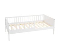 ML-Design Lit d'enfant 80x160 cm Blanc bois de pin, sommier à lattes, protection contre les chutes