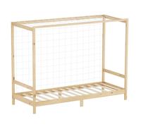 ML-Design Lit enfant But de Football Handball 90x200 cm bois massif naturel sommier à lattes et filet