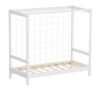 ML-Design Lit d'Enfant But de Foot, 70x140 cm, Blanc, en Bois de Pin Massif, avec Sommier à Lattes & Cage de Football