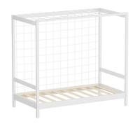 ML-Design Lit d'Enfant But de Foot, 80x160 cm, Blanc, en Bois de Pin, avec Sommier à Lattes & Cage de Football