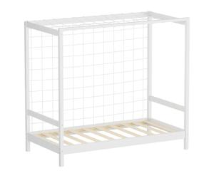 ML-Design Lit d'Enfant But de Foot, 80x160 cm, Blanc, en Bois de Pin, avec Sommier à Lattes & Cage de Football