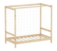 ML-Design Lit d'Enfant But de Foot, 80x160 cm, Naturel (Beige), en Bois de Pin, avec Sommier à Lattes & Cage de Football