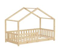 ML-Design lit d'enfant lit de maison 80x160 cm naturel, lit en bois avec protection contre les chutes