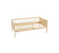 ML-Design Lit d'enfant Simple 70x140 cm, Naturel, en Bois de Pin, avec Sommier à Lattes et Protection Contre Les Chutes, Livré sans Matelas, Cadre de Lit pour Garçons & Filles, Matériel de Montage