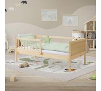 ML-Design Lit d'enfant Simple 70x140 cm, Naturel, en Bois de Pin, avec Sommier à Lattes et Protection Contre Les Chutes, Livré sans Matelas, Cadre de Lit pour Garçons & Filles, Matériel de Montage