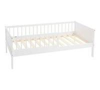 ML-Design Lit d'enfant Simple 80x160 cm, Blanc, en Bois de Pin, avec Sommier à Lattes et Beige G