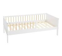 ML-Design Lit d'enfant 80x160 cm blanc-nature, simple avec sommier à lattes et protection contre les chutes, lit d'adolescent en pin