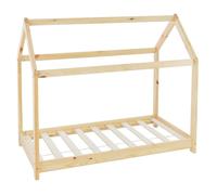 Lit cabane 70x140 en bois beige. bois