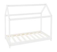 ML-Design Lit d'Enfants 80x160 cm avec Toit et Sommier en Bois de Pin Massf, Blanc, Structure Maison Cabane pour Fille et Garçon,